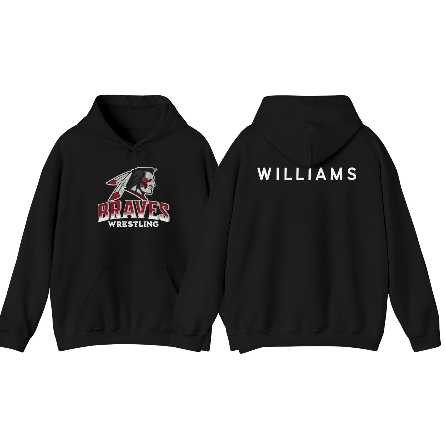 Pullover Hoodie - Braves Wrestling - ADD CUSTOM NAME - 2023/2024