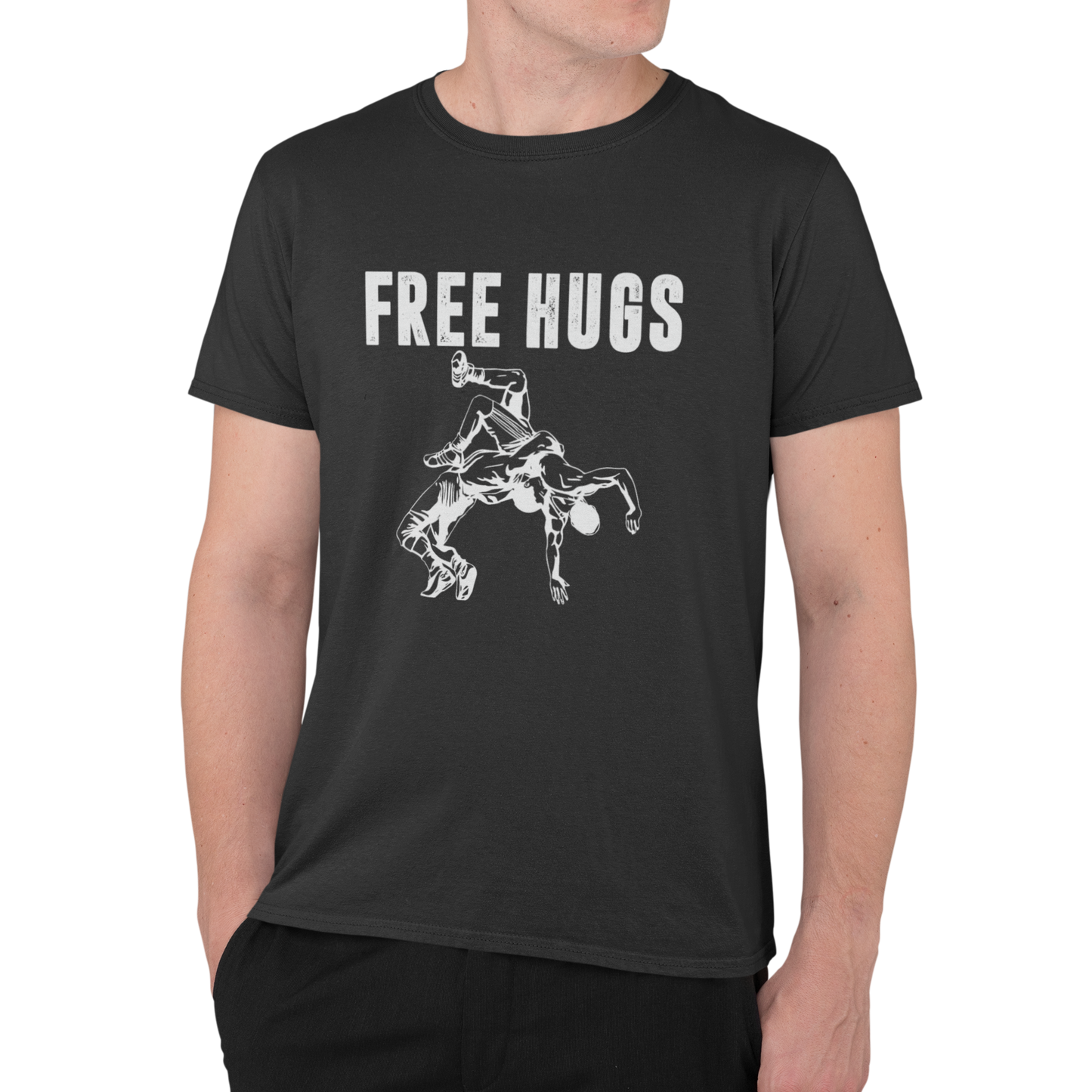 Free Hugs Short Sleeve Tee - Funny Wrestling Shirt