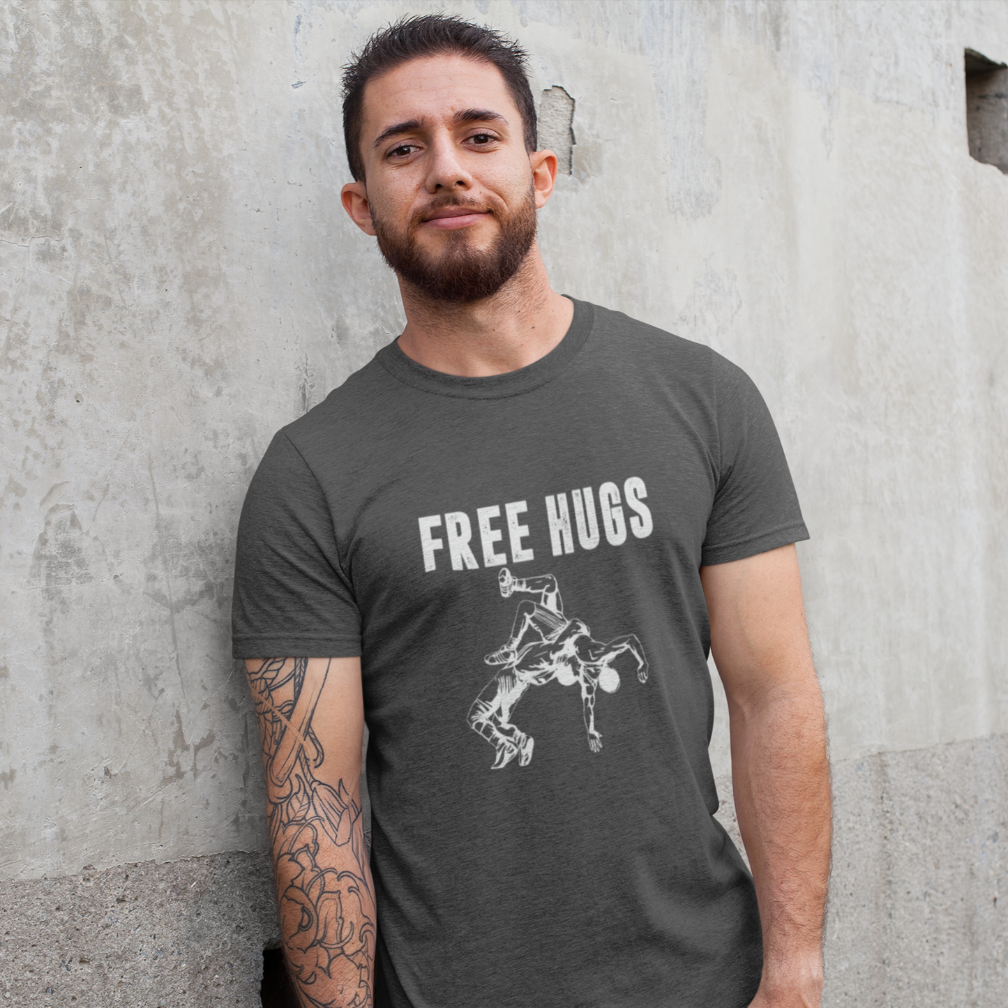 Free Hugs Short Sleeve Tee - Funny Wrestling Shirt